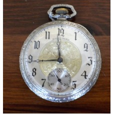 South Bend 17 Jewel, 411 Adjusted, Silver Plated Case. Size 12 Pocket Watch.
